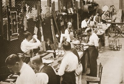 Prisoners Making Models and Toys, Alexandra Palace, illustration from German Prisoners in Great Britain by English Photographer